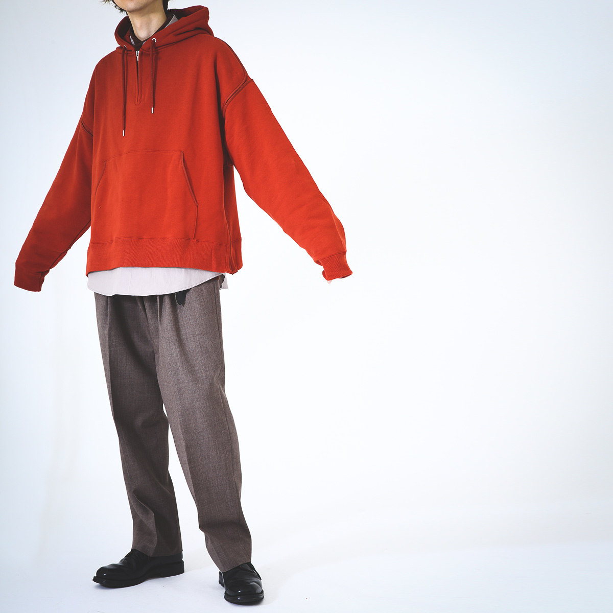 【別注】OVERSIZED PIPING HALF ZIP PARKA