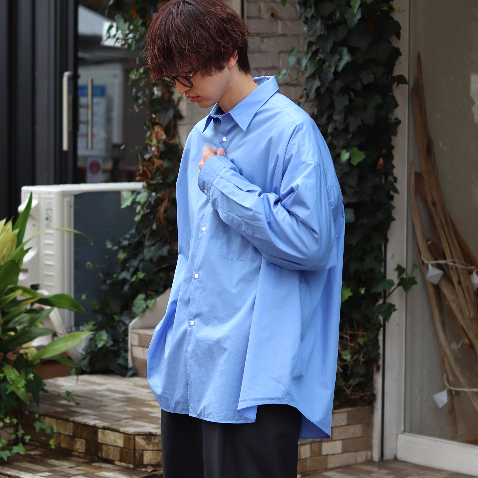 22AW【Graphpaper】グラフペーパーシャツ(NAVY)-eastgate.mk