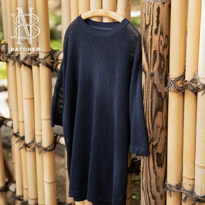 BATONER バトナー SUMMER WOOL LONG SLEEVE 黒 1 BATONER (バトナー) SUMMER KNIT CREW NECK / サマーニット