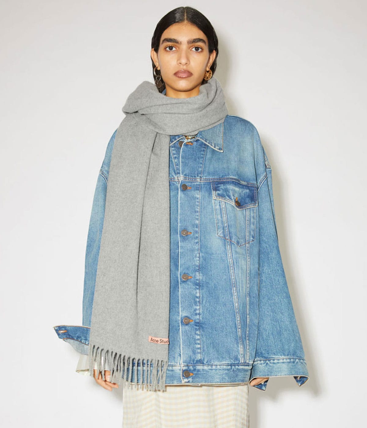 Acne Studios グレーマフラーウール100% 200cm x 70cm アクネ マフラー グレー （Acne Studios(Acne)(アクネ