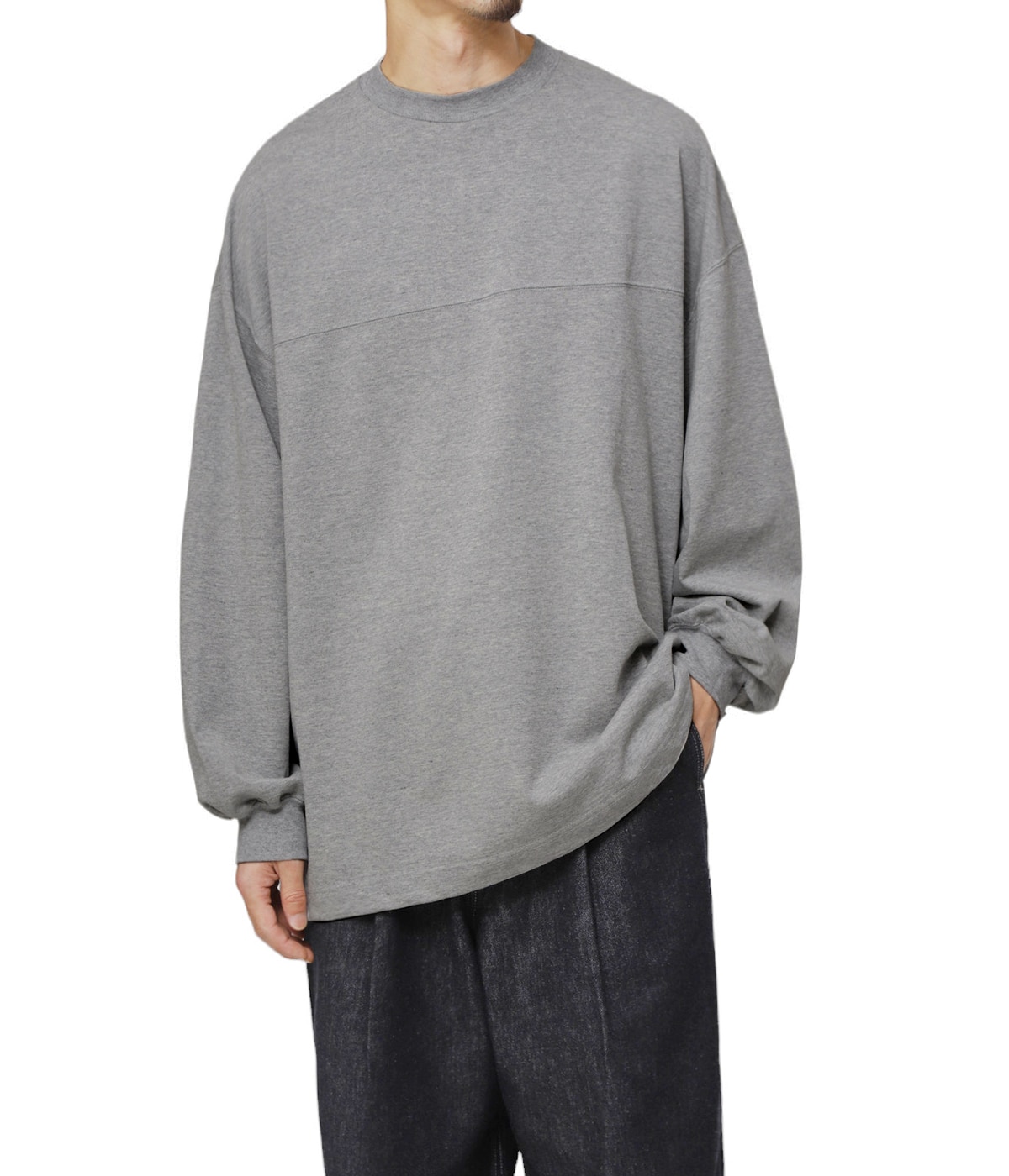 balloon Tシャツ　グレー BALLOON SWITCHING LONG SLEEVE T SHIRT | is-ness(イズネス