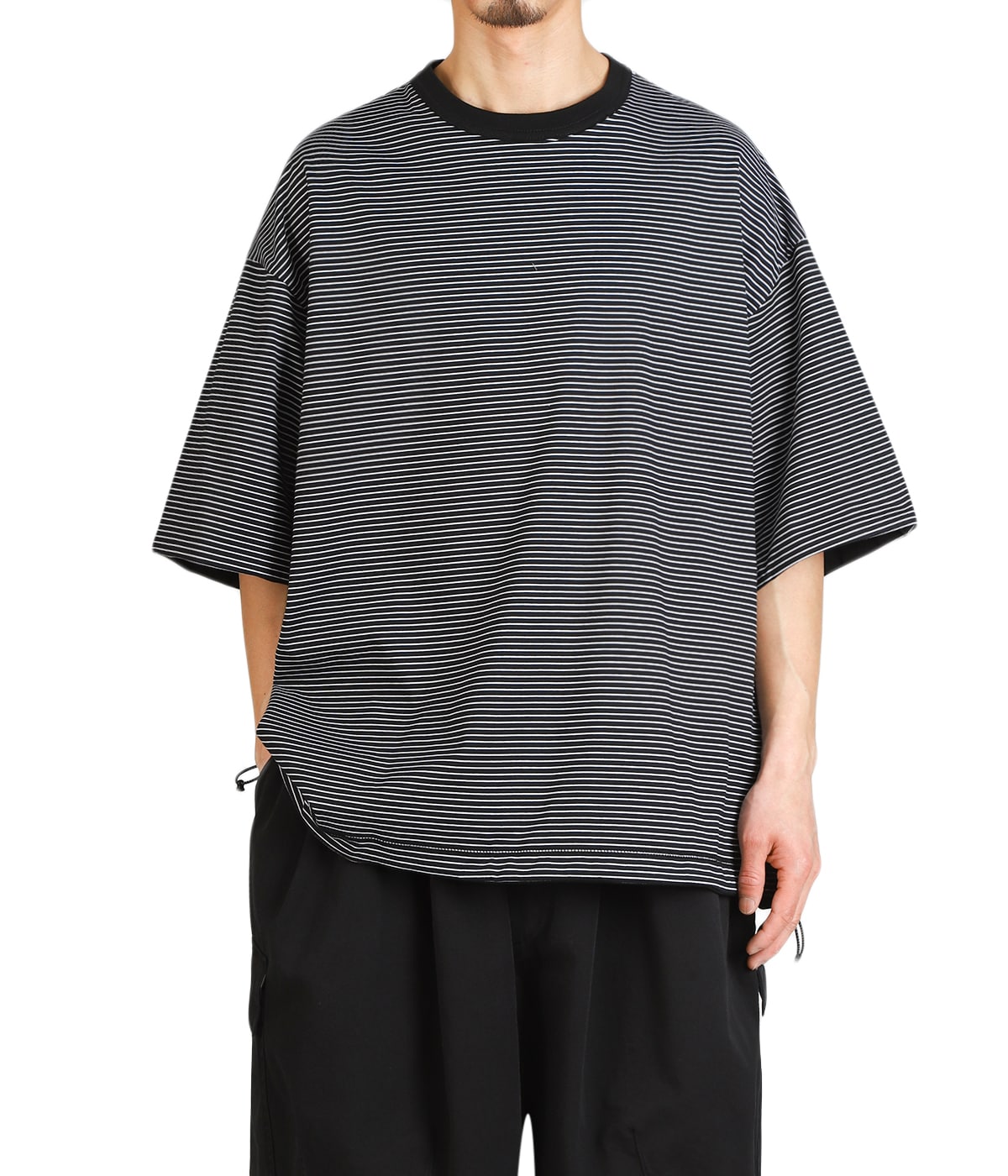 イズネス　バルーンT ブラック　ホワイトボーダー REVERSIBLE BALLOON BORDER T-SHIRT | is-ness(イズネス