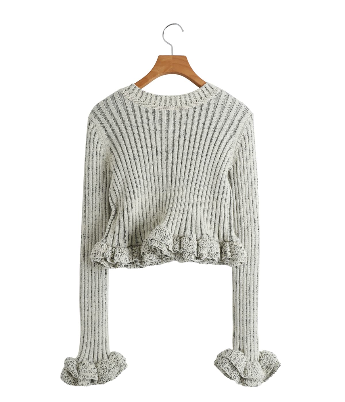 レディース】W FACE SHORT FRILLED KNIT TOPS | CLANE(クラネ