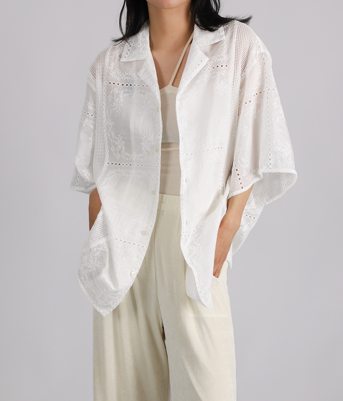 レディース】EMBROIDERY LACE BOX SHIRTS | CLANE(クラネ) / トップス
