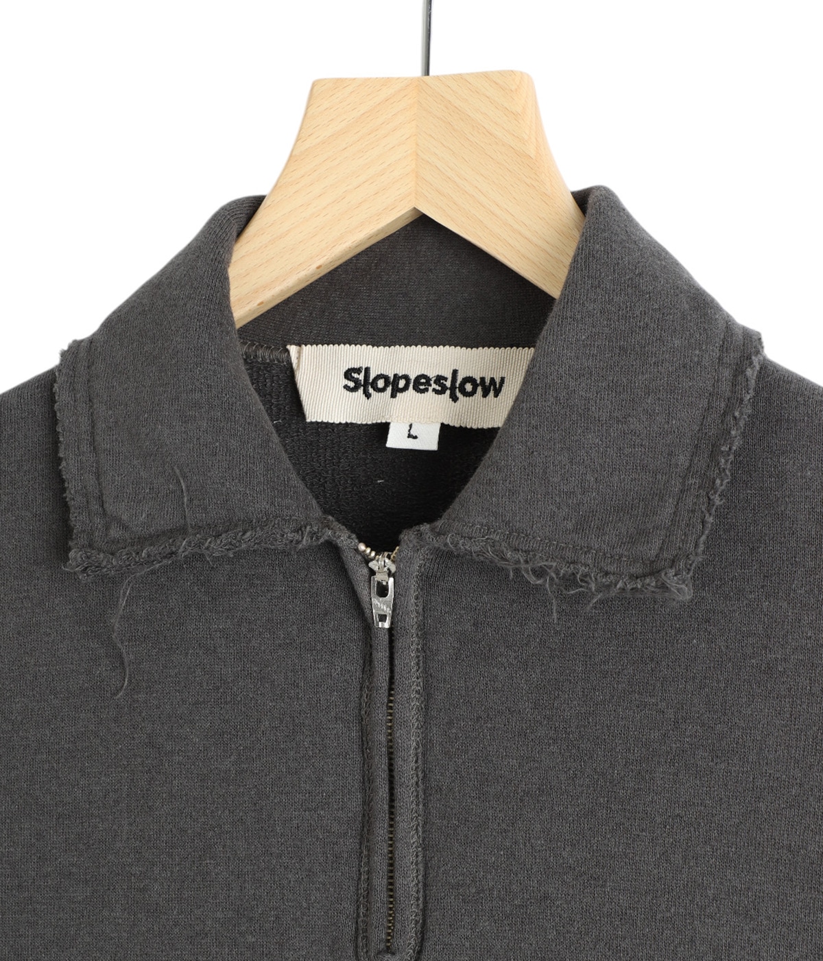 スロープスロウ ハーフジップトップ　コットンリネン　フレンチテリー エクリュ L Slopeslow スロープスロウ】 Cotton Linen Light French Terry