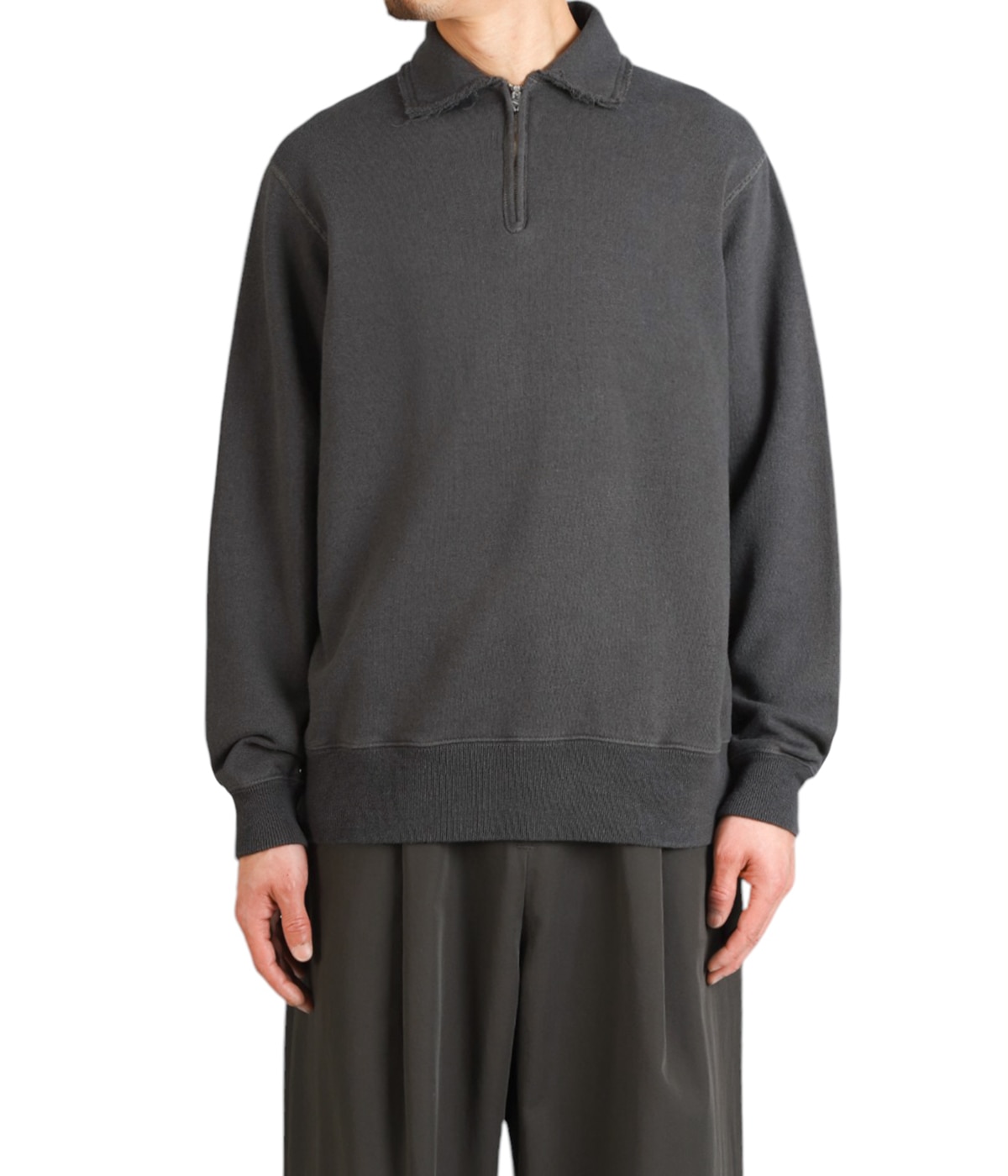 half zip top - Cotton/Linen Light French terry - | Slopeslow