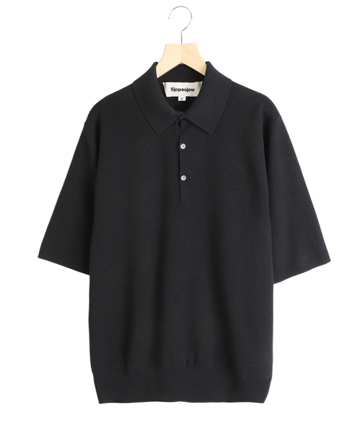 slopeslow 和紙強撚ウールハーフミラノリブニットポロシャツ PAPER/HIGH TWISTED WOOL HALF MILANO RIB POLO SWEATER 01