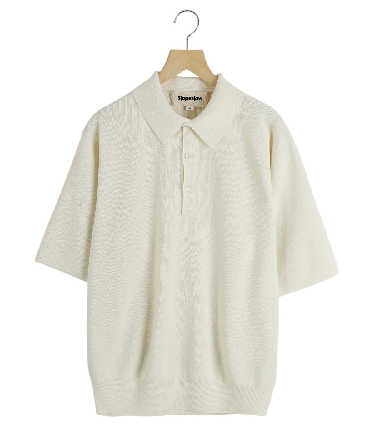 slopeslow 和紙強撚ウールハーフミラノリブニットポロシャツ PAPER/HIGH TWISTED WOOL HALF MILANO RIB POLO SWEATER 01