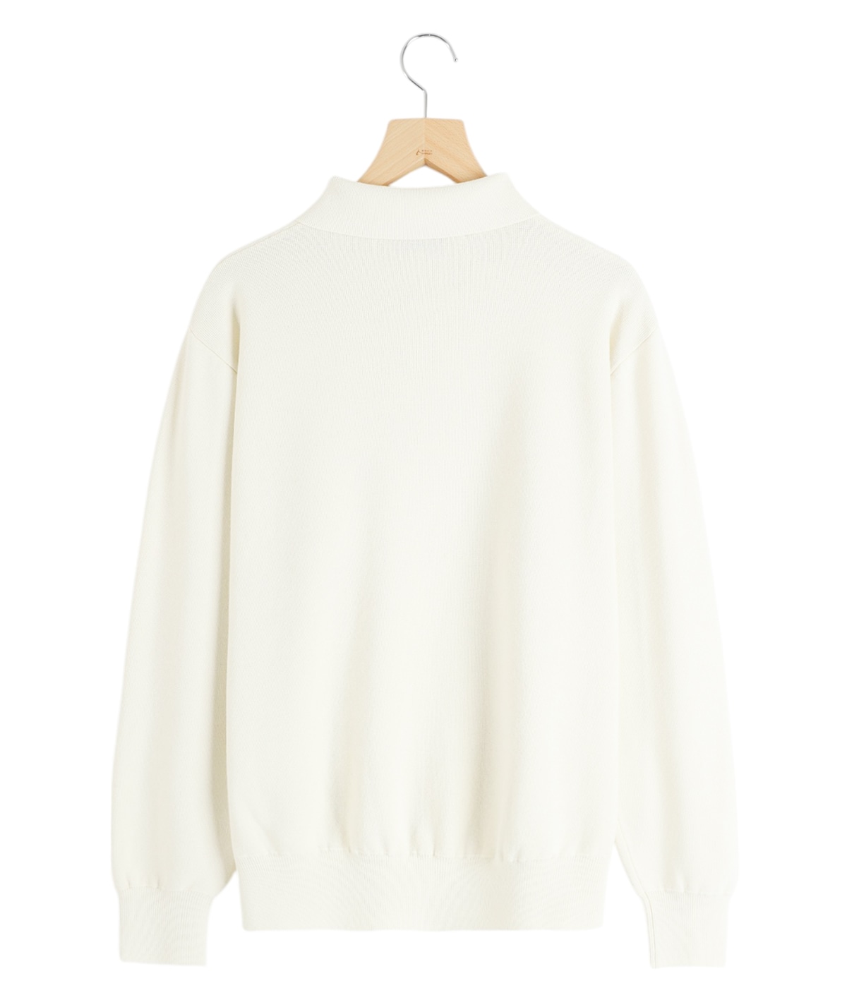 【新品】Gypsohila Sugar Rib Polo ホワイト long sleeve polo sweater - Paper/High twisted wool Half