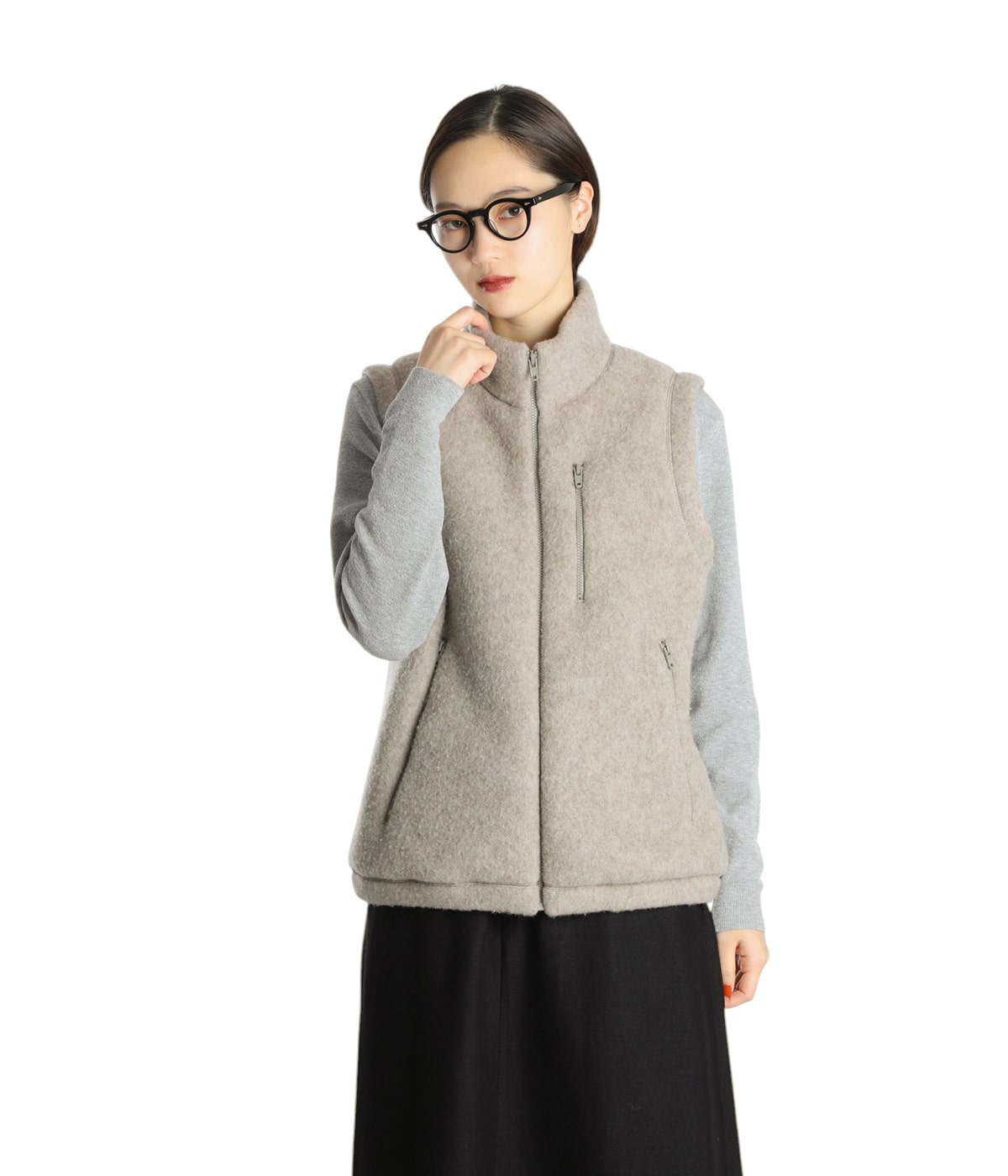 YAECA◇WOOL VEST/ウールベスト/L/ウール/ブラウン/10452