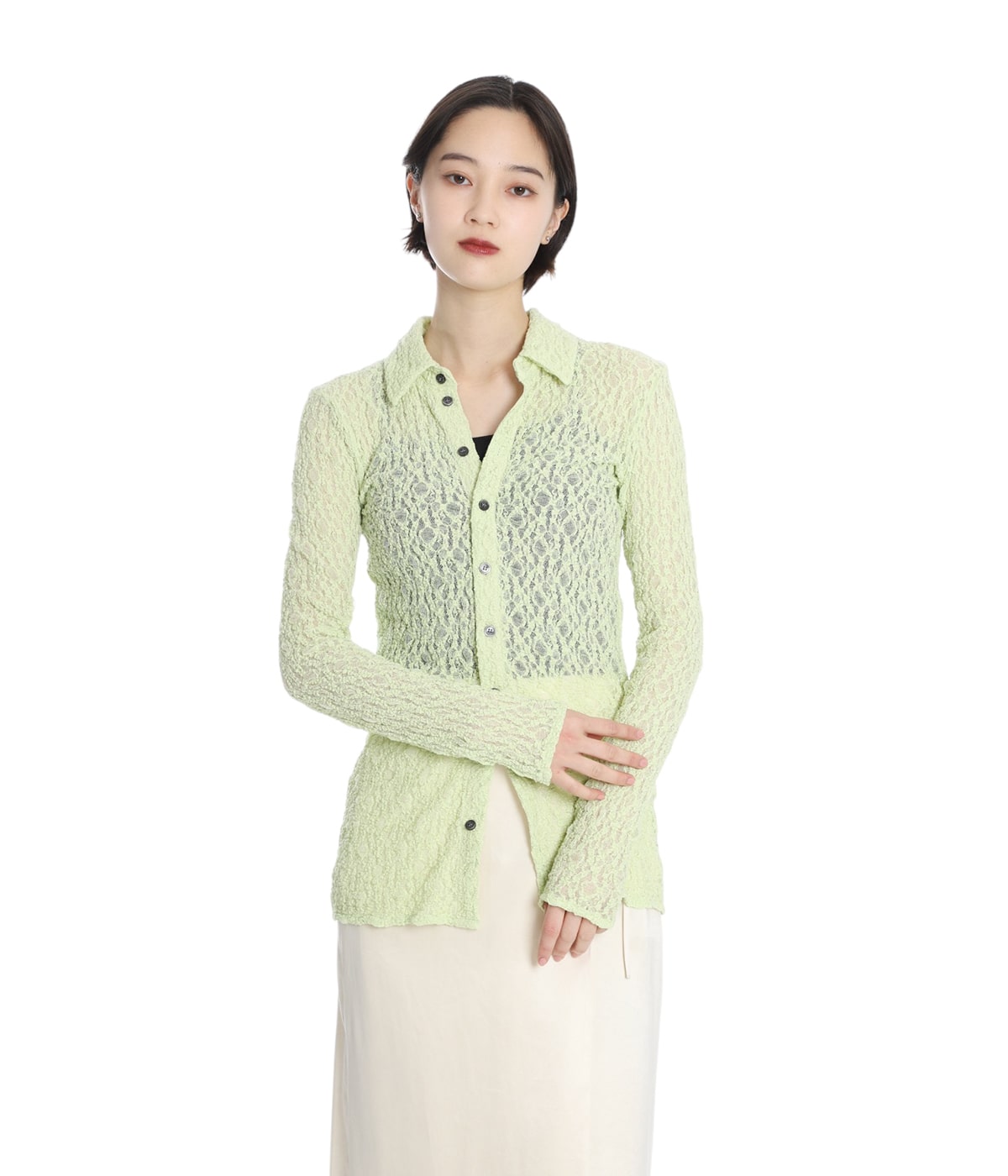 【タグ付新品】CLANE LADY LACE SHIRT MINT レディース】LADY LACE SHIRT | CLANE(クラネ) / トップス 長袖