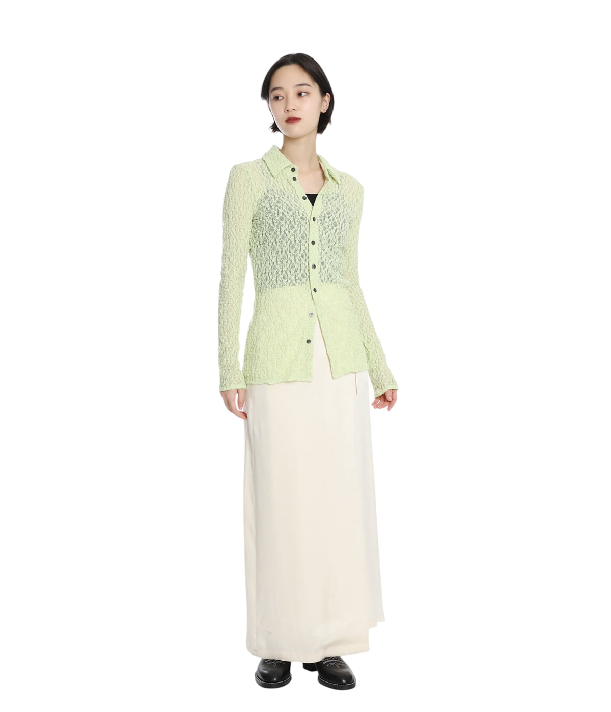 【タグ付新品】CLANE LADY LACE SHIRT MINT レディース】LADY LACE SHIRT | CLANE(クラネ) / トップス 長袖