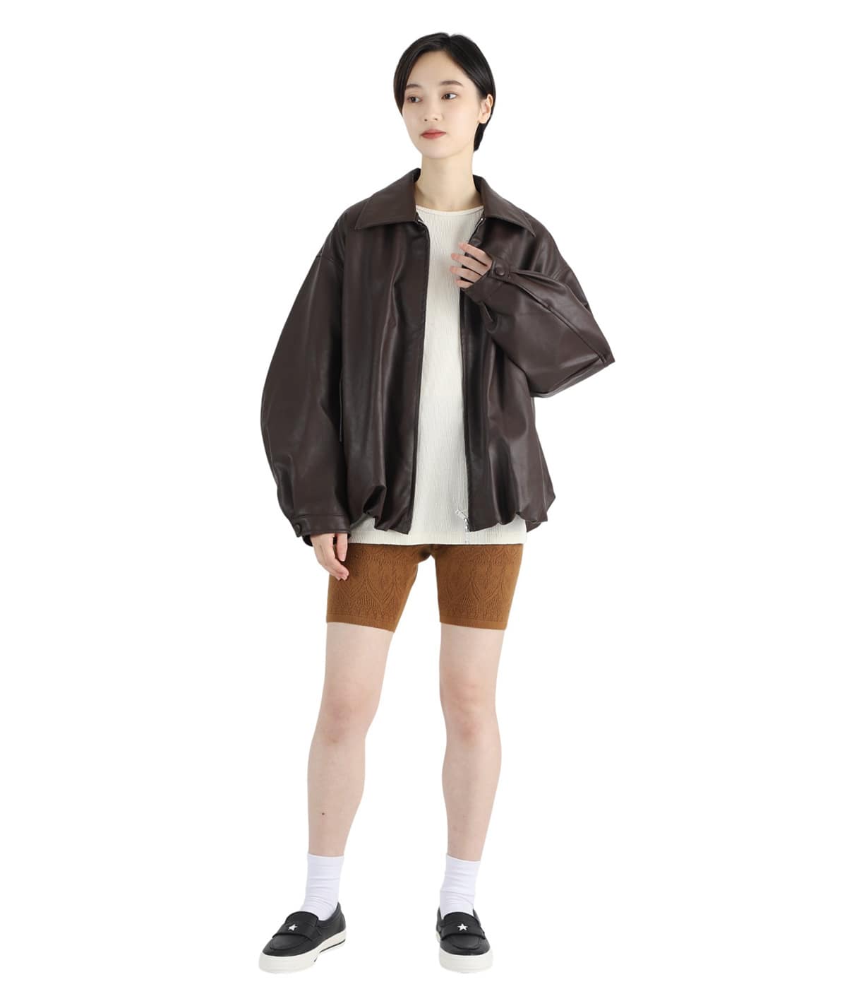 レディース】FAKE LEATHER BALLOON JACKET | CLANE(クラネ