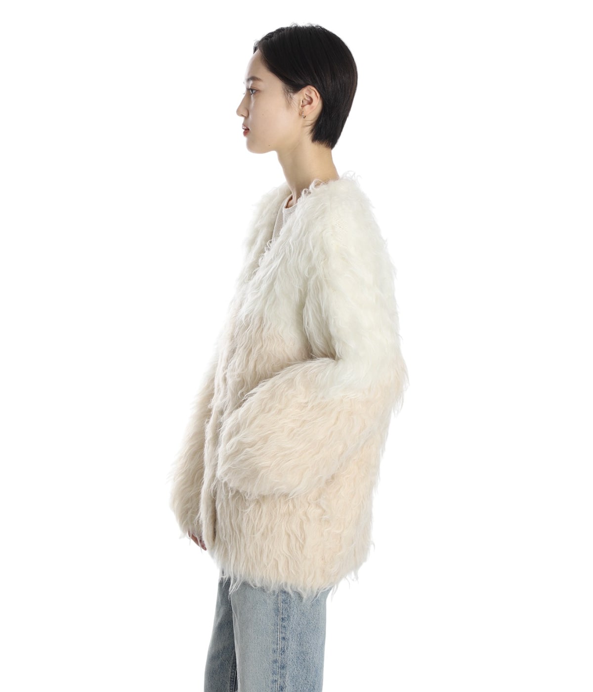 ジャケット・アウター CLANE BI COLOR SHAGGY KNIT CARDIGAN CLANE カーディガン 「CLANE/クラネ」BI COLOR SHAGGY KNIT