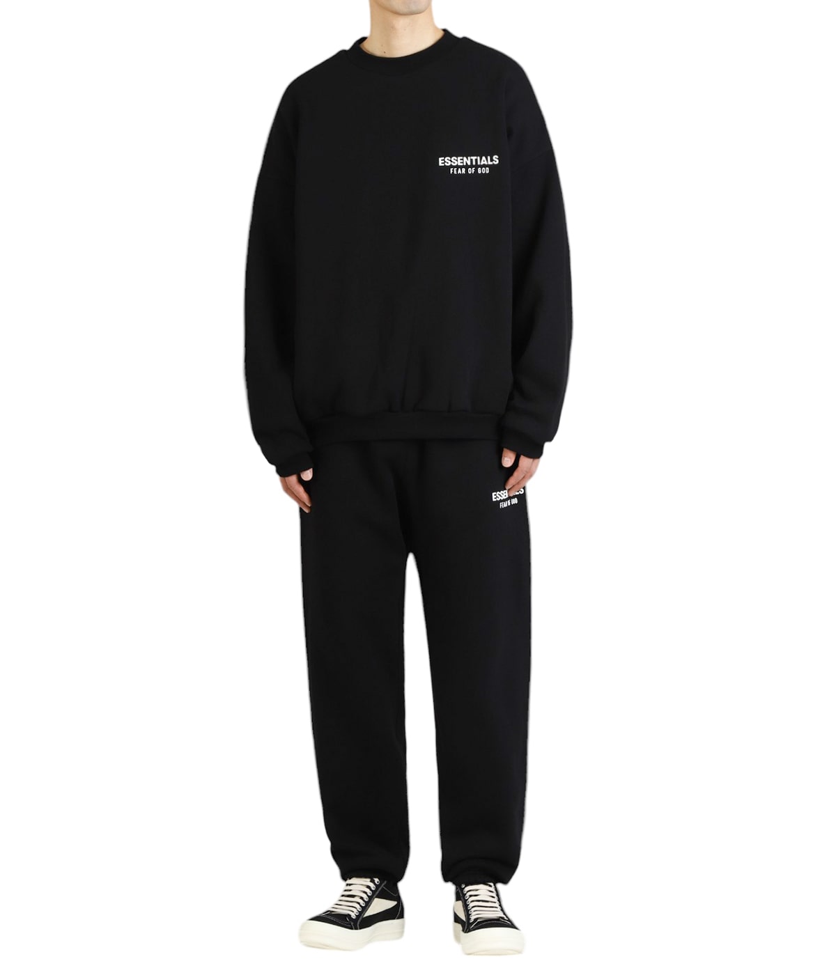 ESSENTIALS FEAR OF GOD ブラック スウェット Fear of God Essentials SS24 Crewneck Sweatshirt 'Jet Black