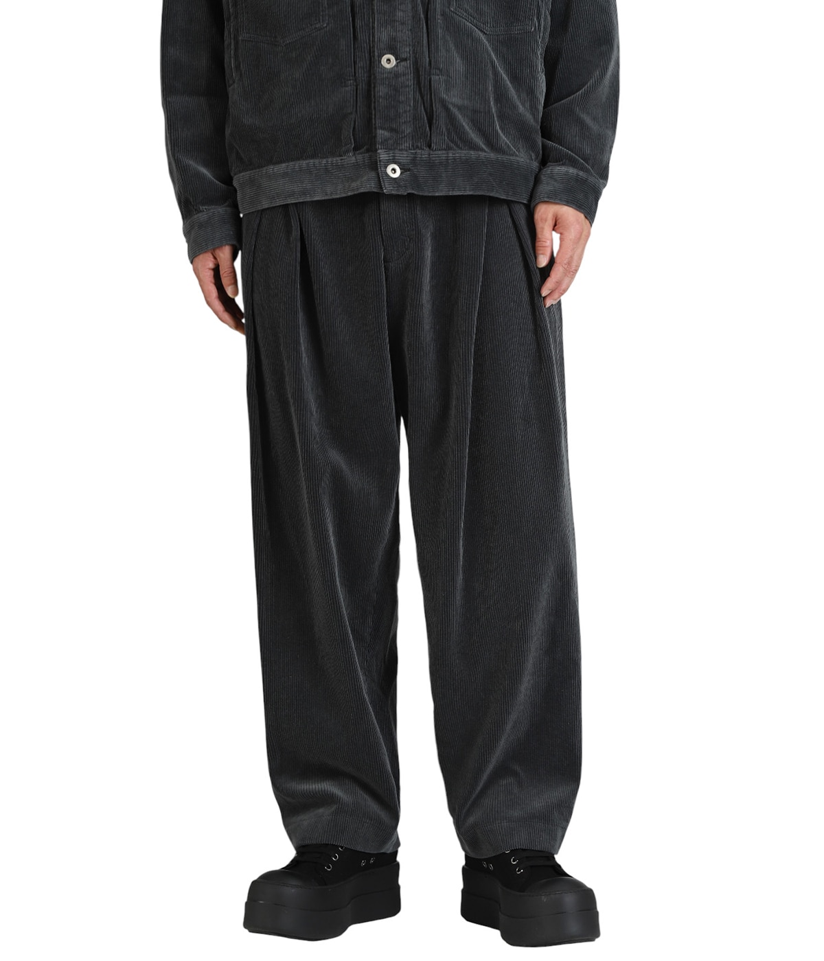 IS-NESS / ボトム/L/コーデュロイ/BLK/2020AWPT06 CORDUROY TUCK TROUSERS | is-ness(イズネス) / パンツ コーデュロイ