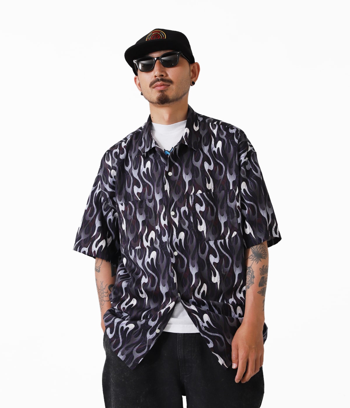 マシス masses ファイヤーパターン　シャツ MASSES (マシス) SHIRT S/S FIRE／T-SHIRT S/S BURNING CROSS