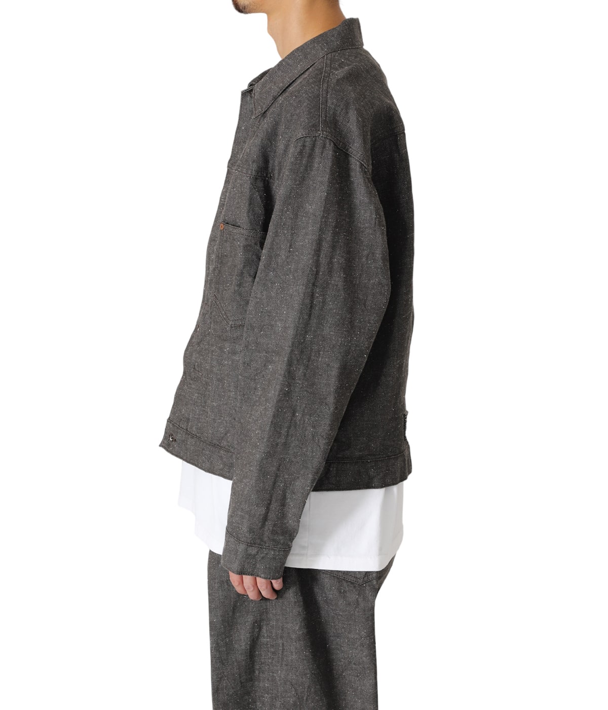 RECYCLED WASTE SUVIN COTTON YARN 11.5oz. DENIM PLEATED
