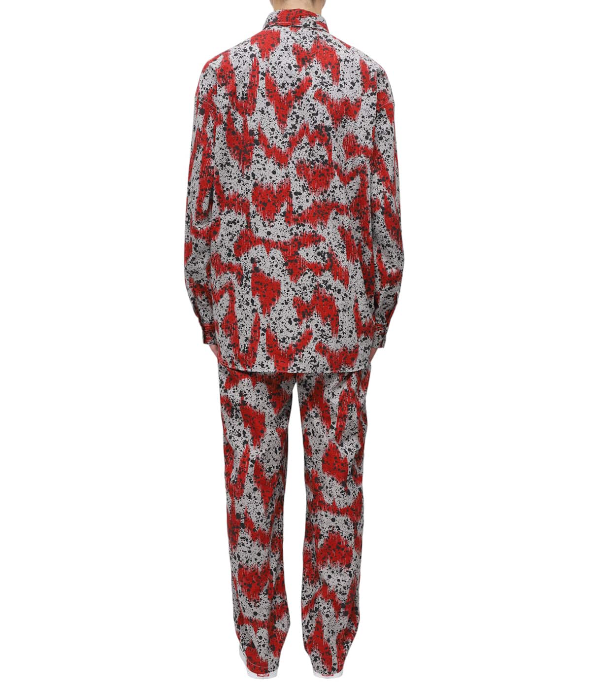 T☆MASSES 長袖シャツ SPLASH SHIRT 赤×白スプラッシュ 美品☆MASSES 長袖シャツ SPLASH SHIRT 赤×白スプラッシュ