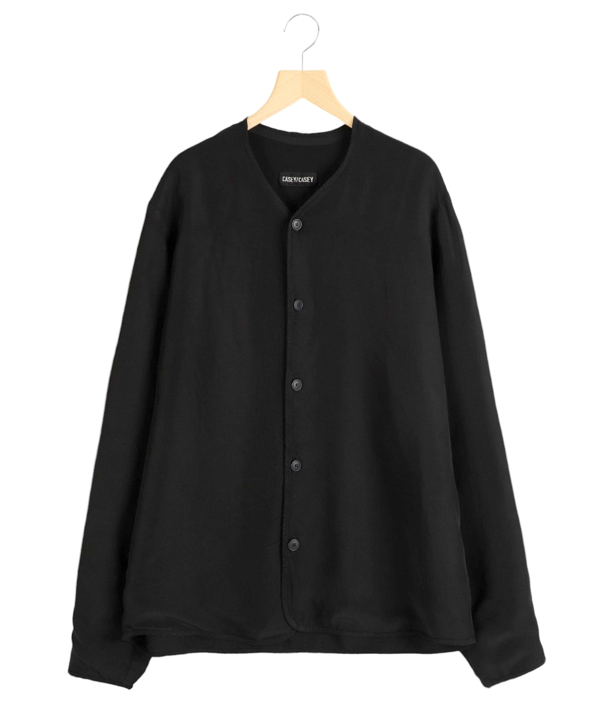 CASEY CASEY ケイシーケイシー ノーカラーシャツ ブラック CASEY CASEY(ケイシーケイシー) VERGER SHIRT TOUGHノーカラー