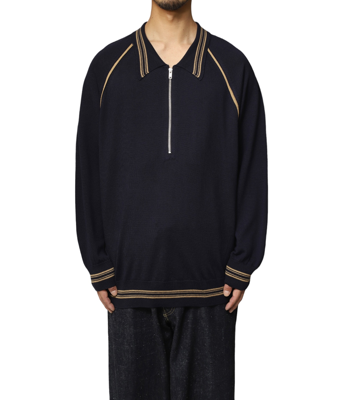ZIP-UP LINE KNIT POLO SHIRT | SUGARHILL(シュガーヒル
