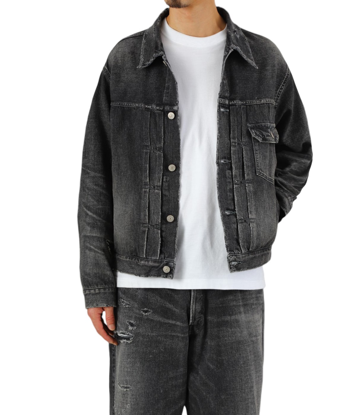 ジャケット・アウター GOLD DENIM PLEATED BLOUSE WWII MODEL RECYCLED WASTE SUVIN COTTON YARN 11.5oz. DENIM PLEATED
