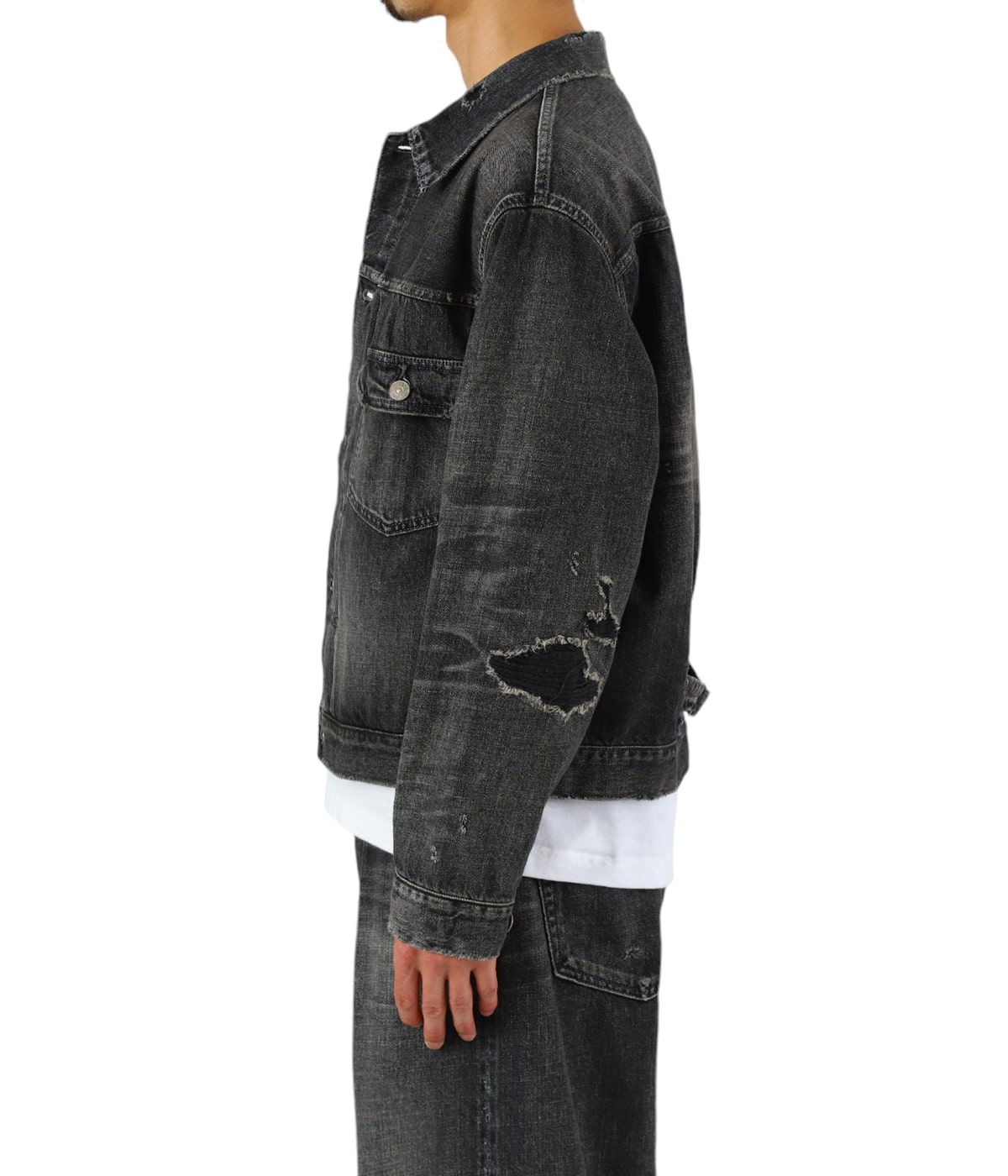RECYCLED WASTE SUVIN COTTON YARN 11.5oz. DENIM PLEATED