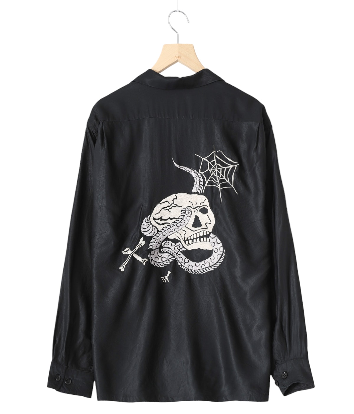 u*d様 SUALIS スカル刺繍 ブラック長袖カットソー ACETATE SUKA SHIRT “SKULL“ | GOLD(ゴールド) / トップス 長袖