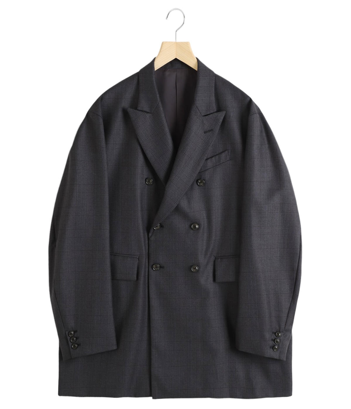 WOOL GLEN CHECK - DOUBLE BREASTED JACKET | URU(ウル