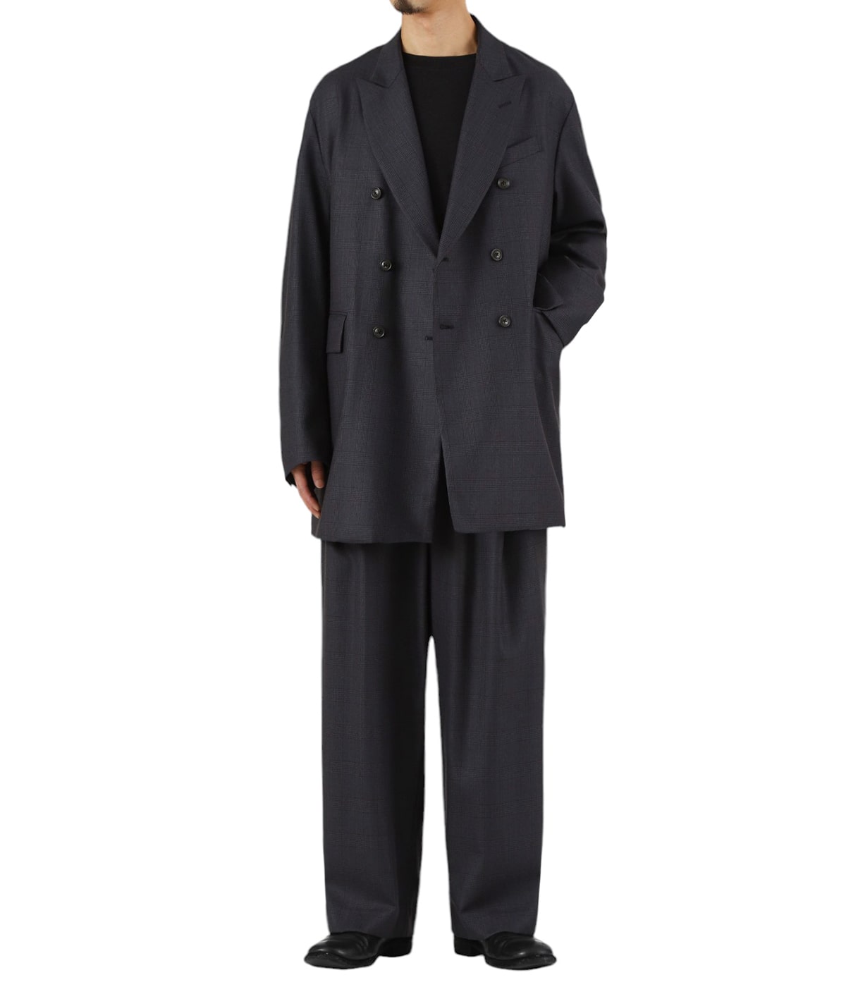 WOOL GLEN CHECK - DOUBLE BREASTED JACKET | URU(ウル