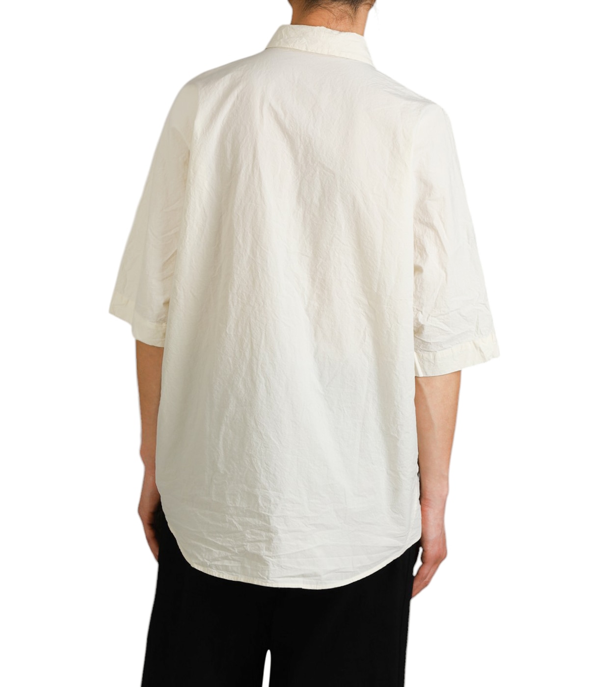 CASEY CASEY ケイシーケイシー　ノーカラー半袖シャツ MILI VOLUME SHIRT | CASEY CASEY(ケイシー ケイシー