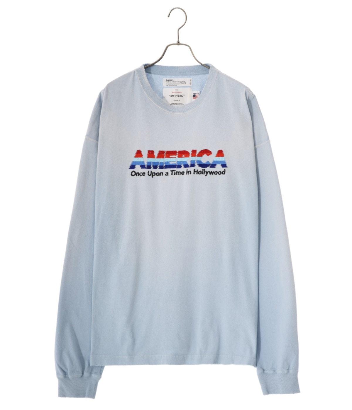 【美品】DAIRIKU ダイリク ロンT 長袖 Tシャツ ダメージ 水色 AMERICA“ Vintage Sunburn Tee | DAIRIKU(ダイリク) / トップス