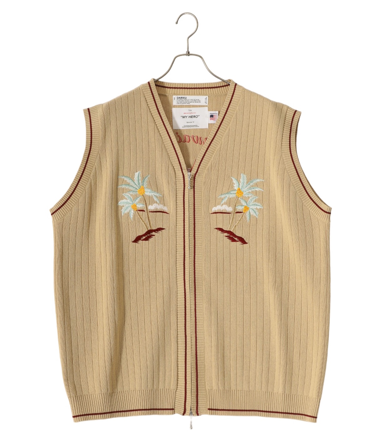 ダイリク　dairiku 24ss ニットベスト ベージュ Hawaii“ Zip Up Knit Vest | DAIRIKU(ダイリク) / トップス