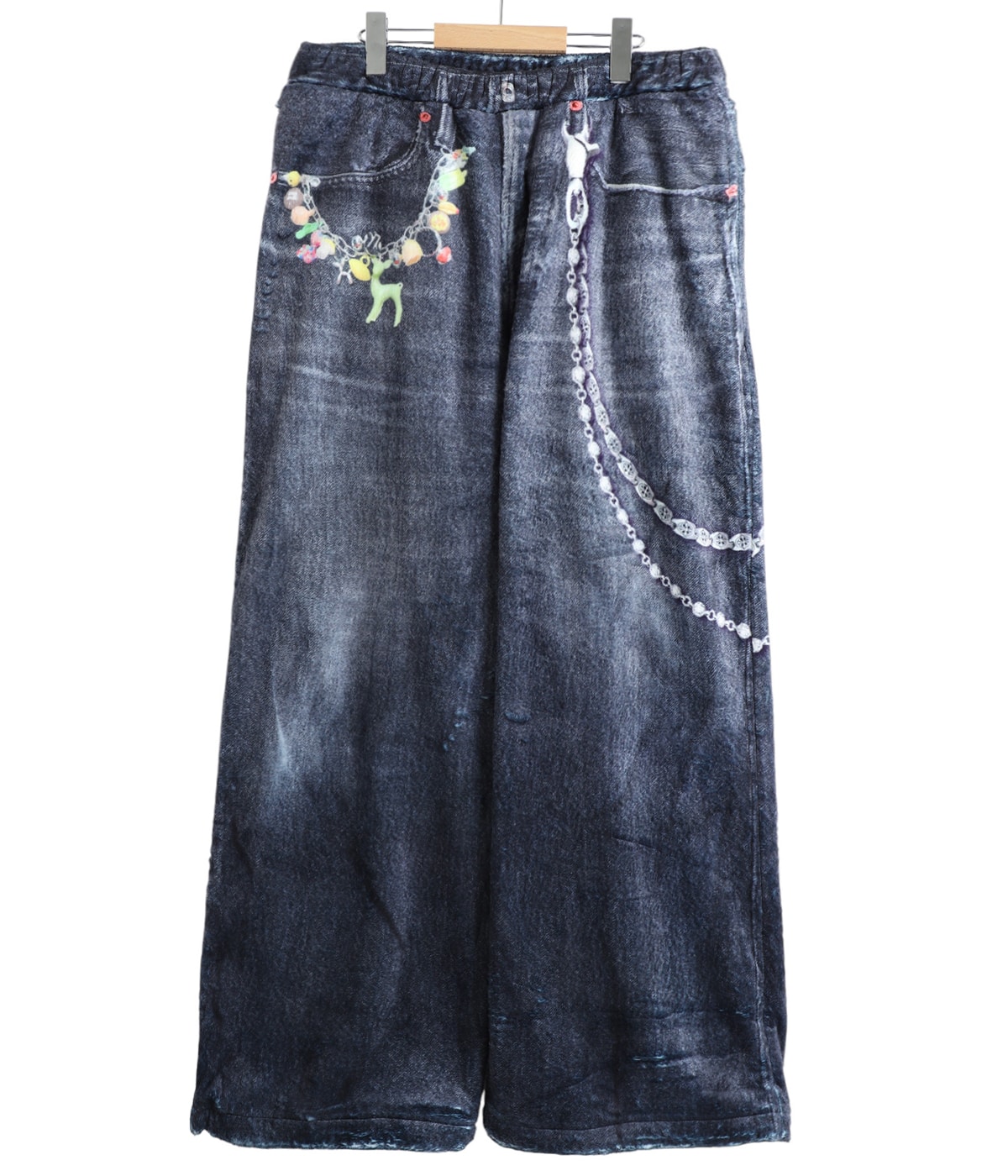 FLEECE DENIM PRINT WIDE PANTS | TALKING ABOUT THE