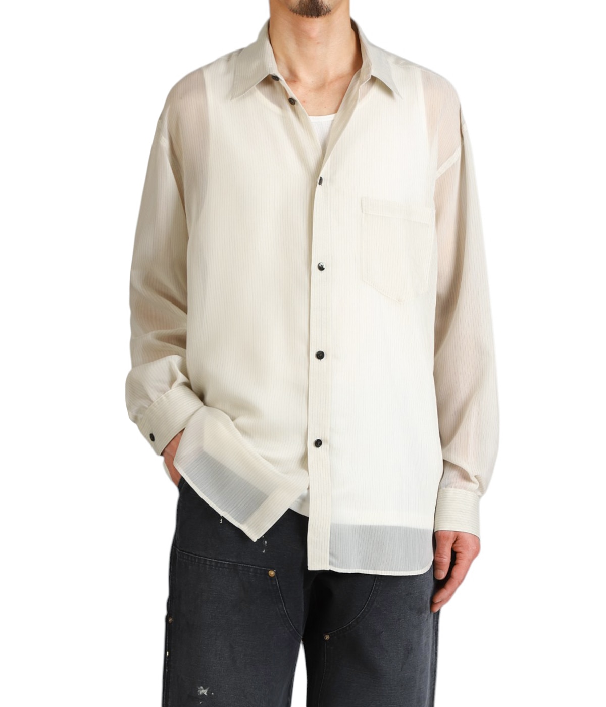 カ*ー様 SUGARHILL SHEER STRIPE SHIRTS LOOSE SUGARHILL [ SHEER STRIPE SHIRTS LOOSE FIT ] WHITE STRIPE
