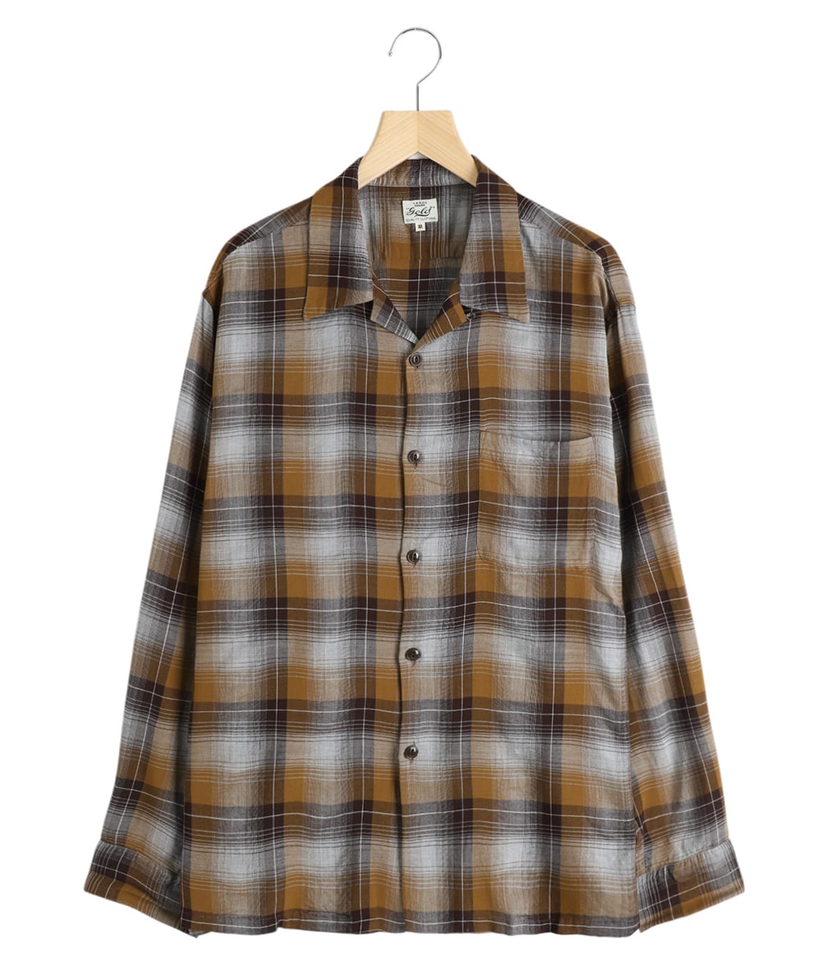 RAYON CHECK L/S OPEN SHIRT | GOLD(ゴールド) / トップス 長袖