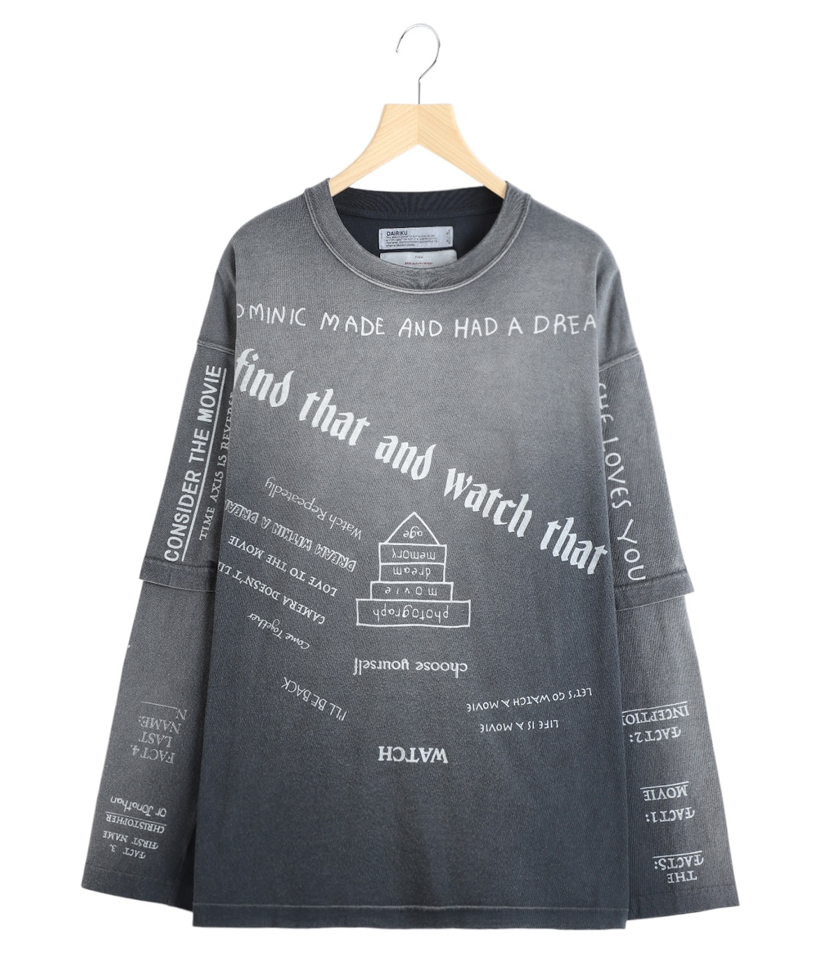 ぞ様　DAIRIKU LIAM C'MON YOU KNOW 長袖カットソー DAIRIKU LIAM C'MON YOU KNOW ブラックカットソー