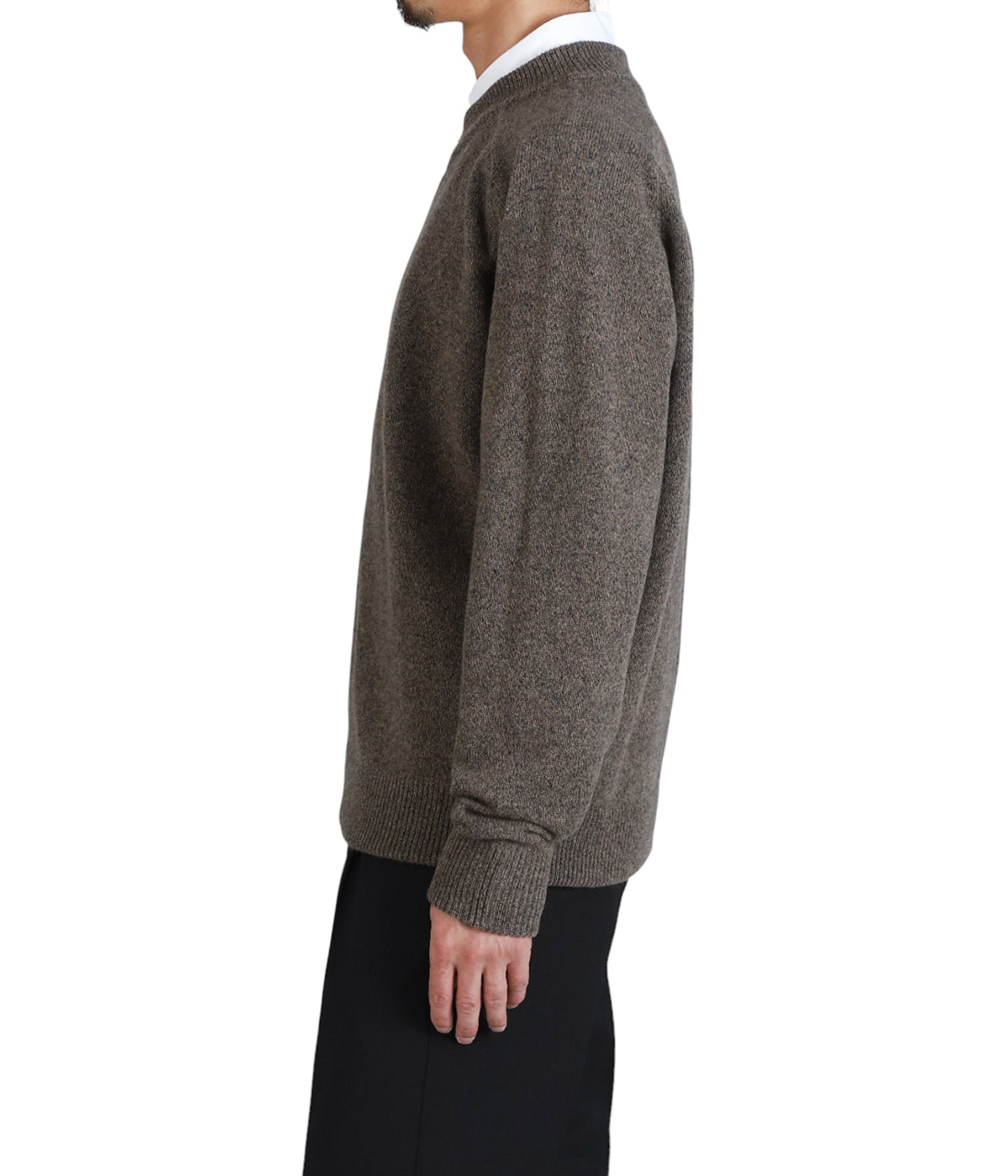 ZIP CREW NECK CARDIGAN -LAMS WOOL PLAIN KNITTED- | The