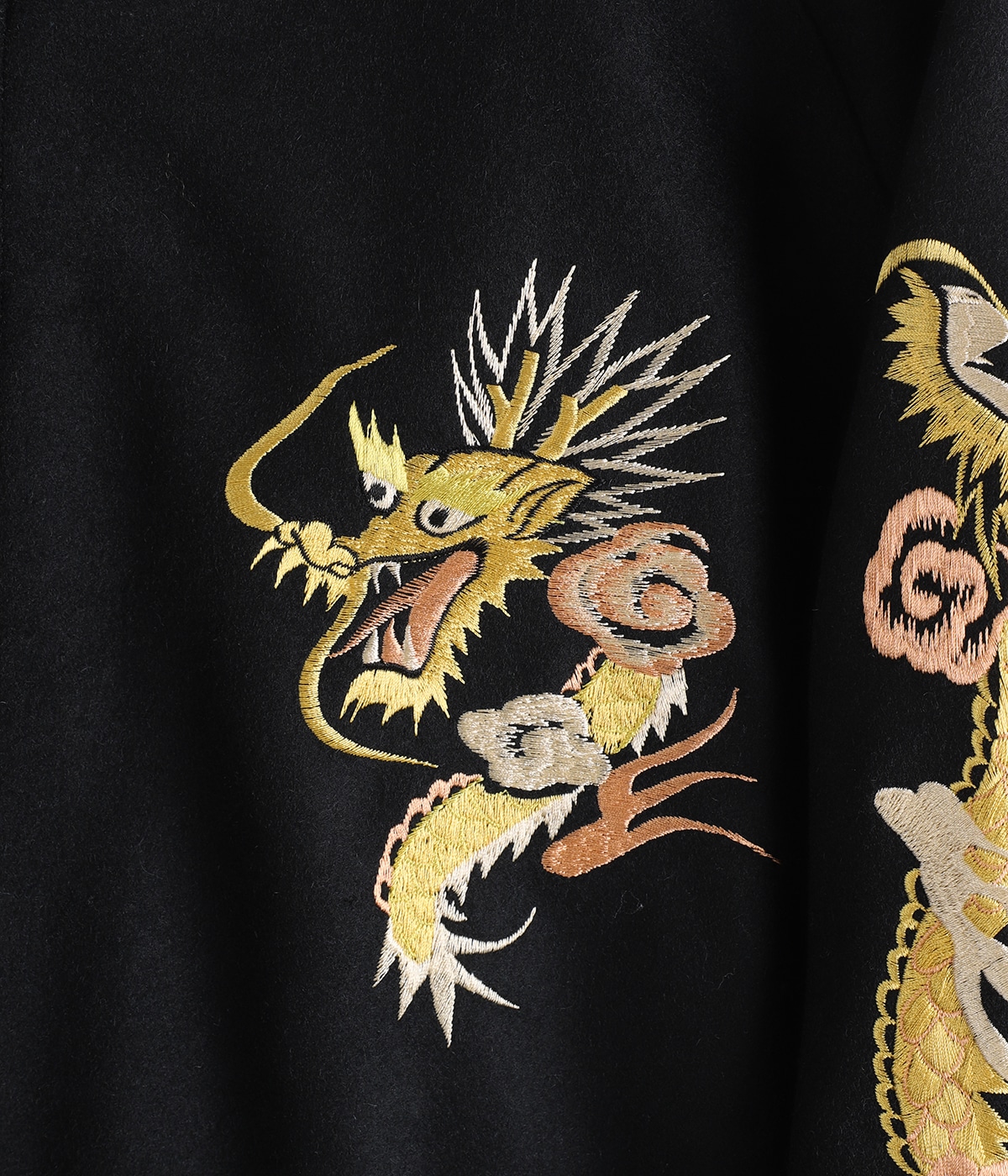 WOOL MELTON×ACETATE SOUVENIR JACKET DRAGON HEAD | GOLD