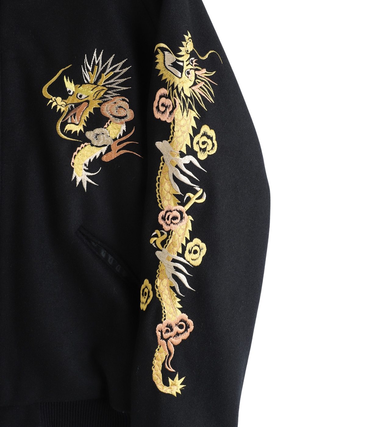 gold WOOL SOUVENIR JACKET スカジャン ウール15115 GOLD（ゴールド）】「タイガーヘッド」と呼ばれるスーベニア