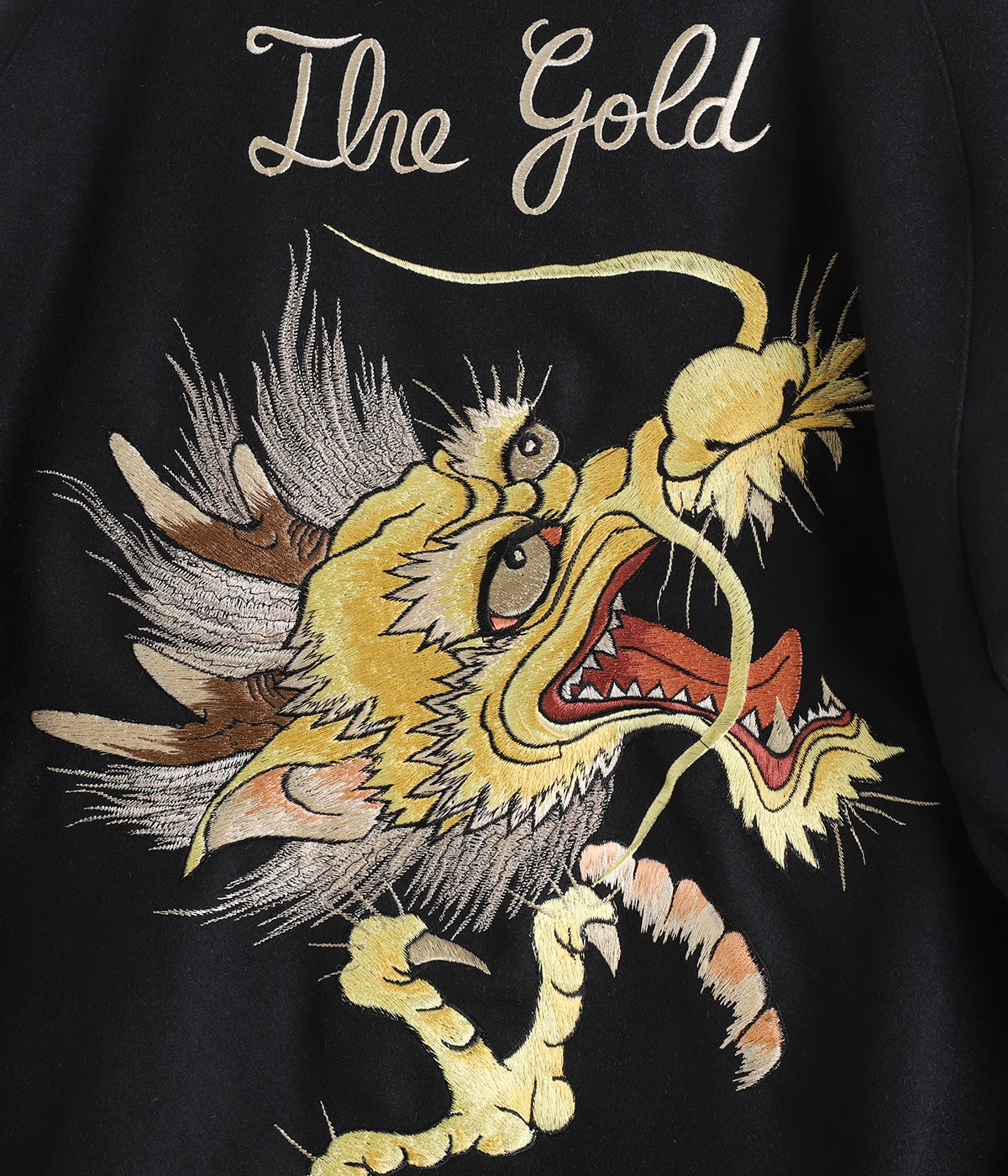WOOL MELTON×ACETATE SOUVENIR JACKET DRAGON HEAD | GOLD