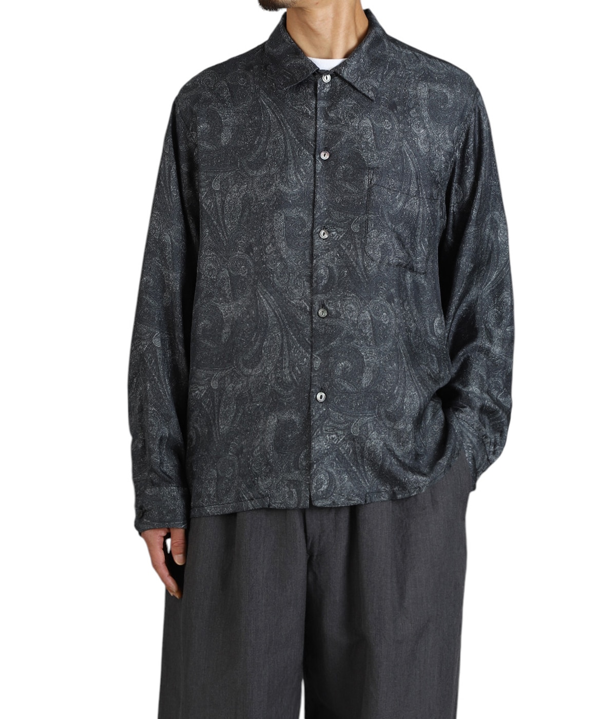 PAISLEY PATTERN SILK TWILL OPEN SHIRT | GOLD(ゴールド
