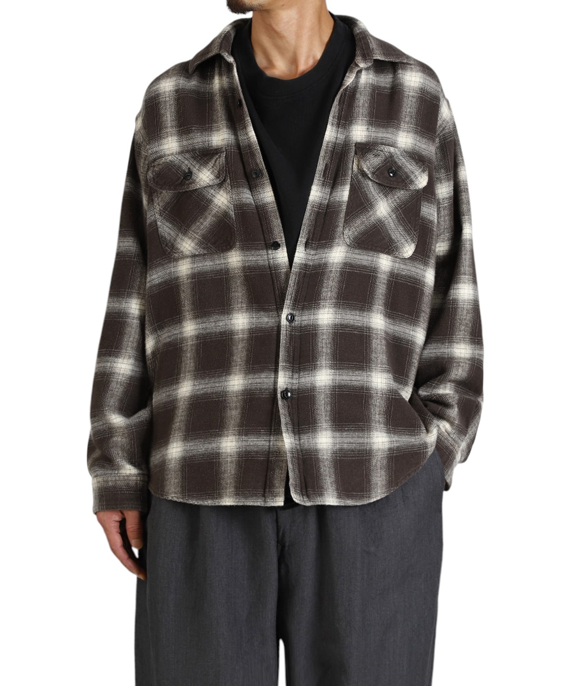 COTTON NEL CHECK PULLOVER WORK SHIRT | GOLD(ゴールド) / トップス