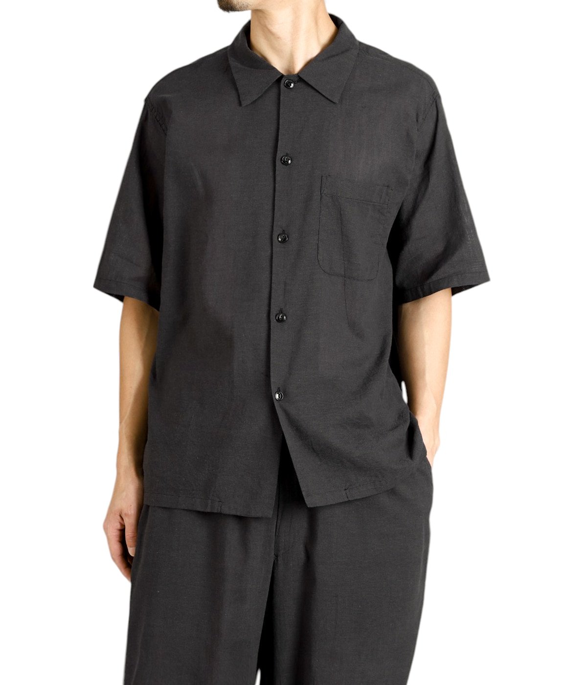 GOODOL & Co. レーヨン半袖シャツ ブラック 別注 SELVEDGE OXFORD OPEN SHIRT | GOLD(ゴールド) / トップス