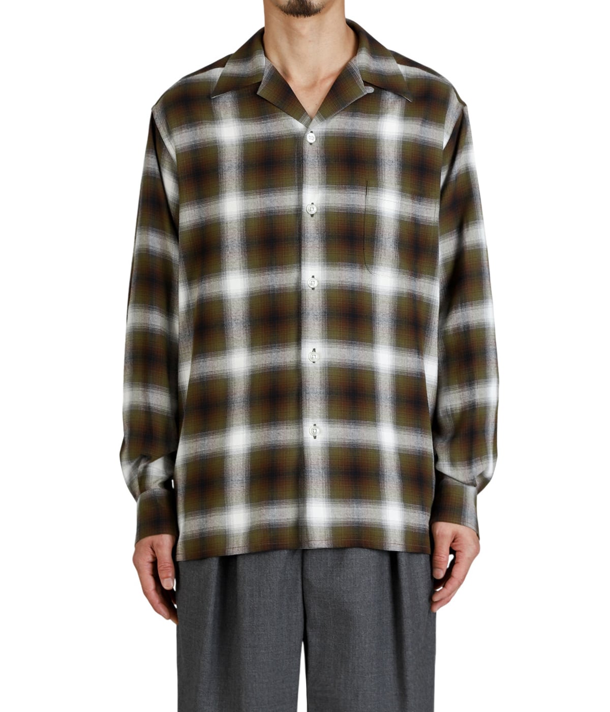 OMBRE CHECK OPEN COLLAR SHIRT L/S ( TYPE-1 ) | WACKO MARIA