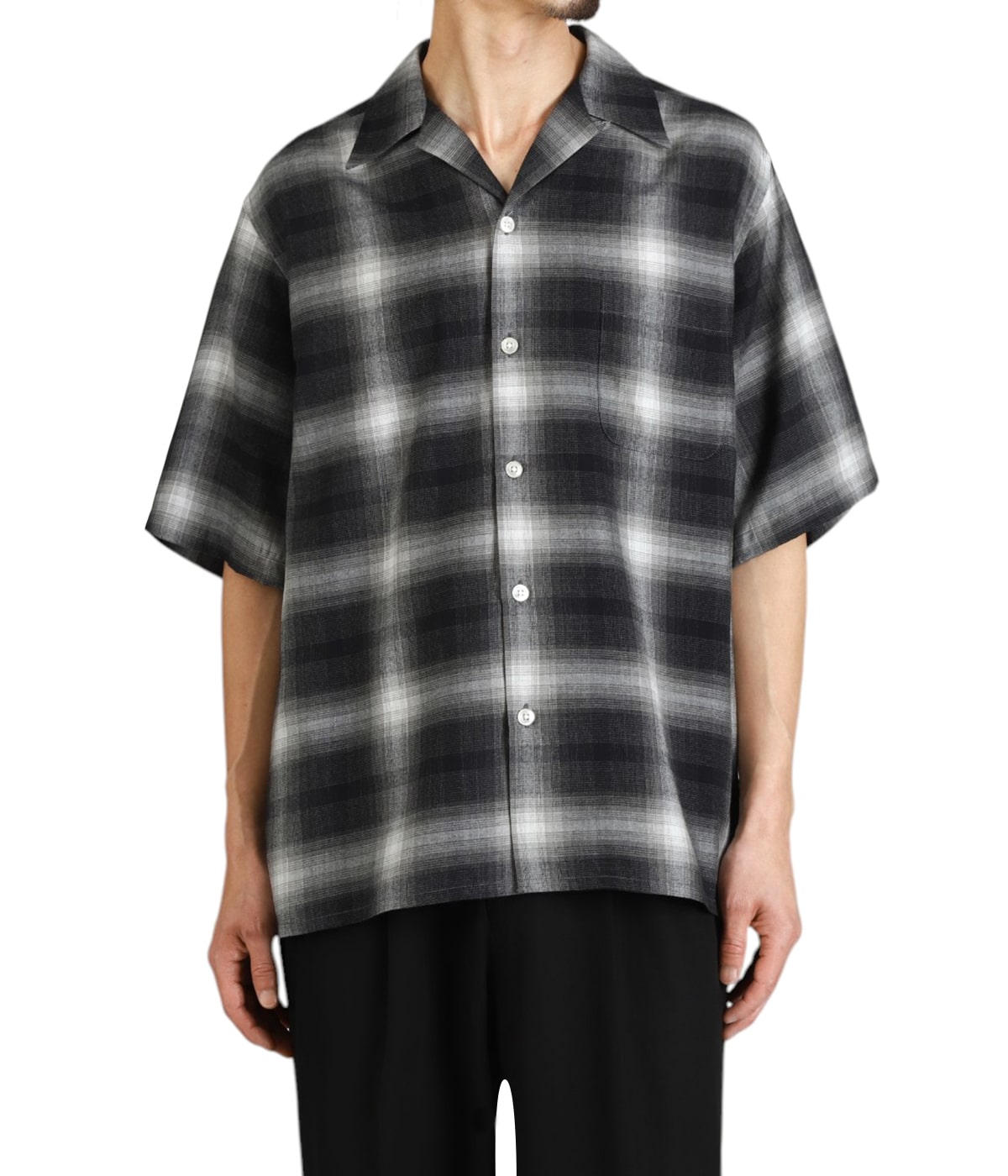 OMBRE CHECK OPEN COLLAR SHIRT S/S ( TYPE-2 ) | WACKO MARIA