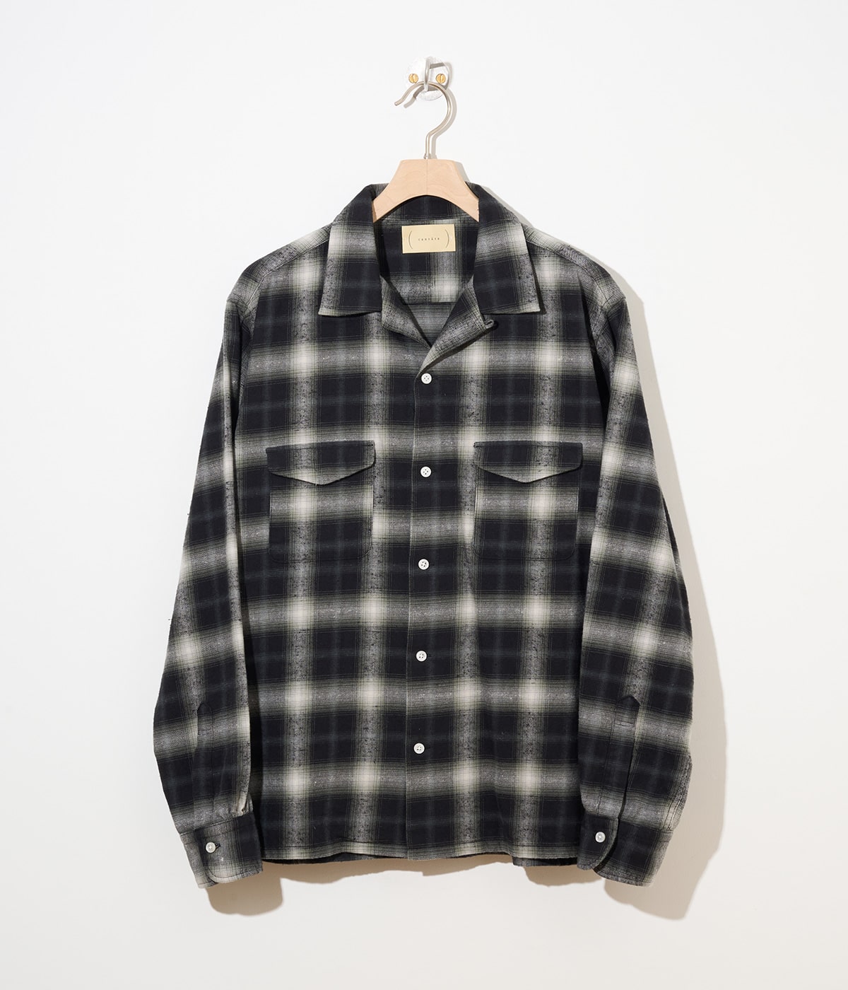 予約】Brush Nep Check Open Collar Shirts | cantate