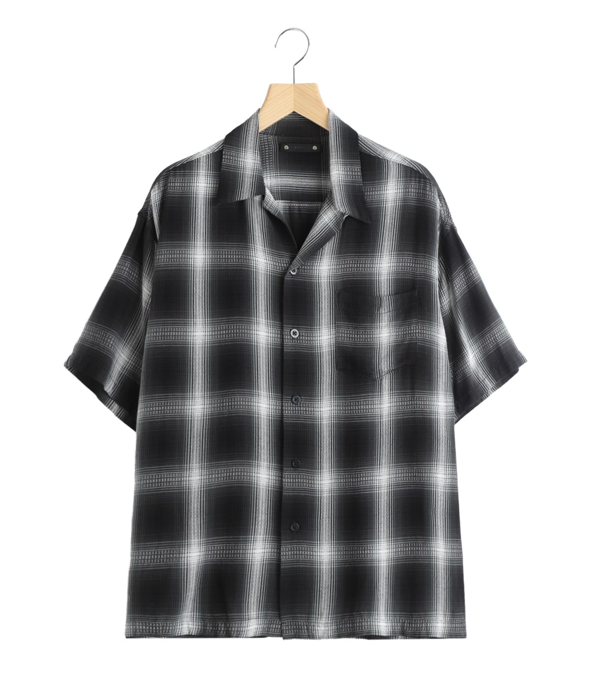 Rayon Dobby Plaid S.S Open Collar SH | MINEDENIM(マインデニム