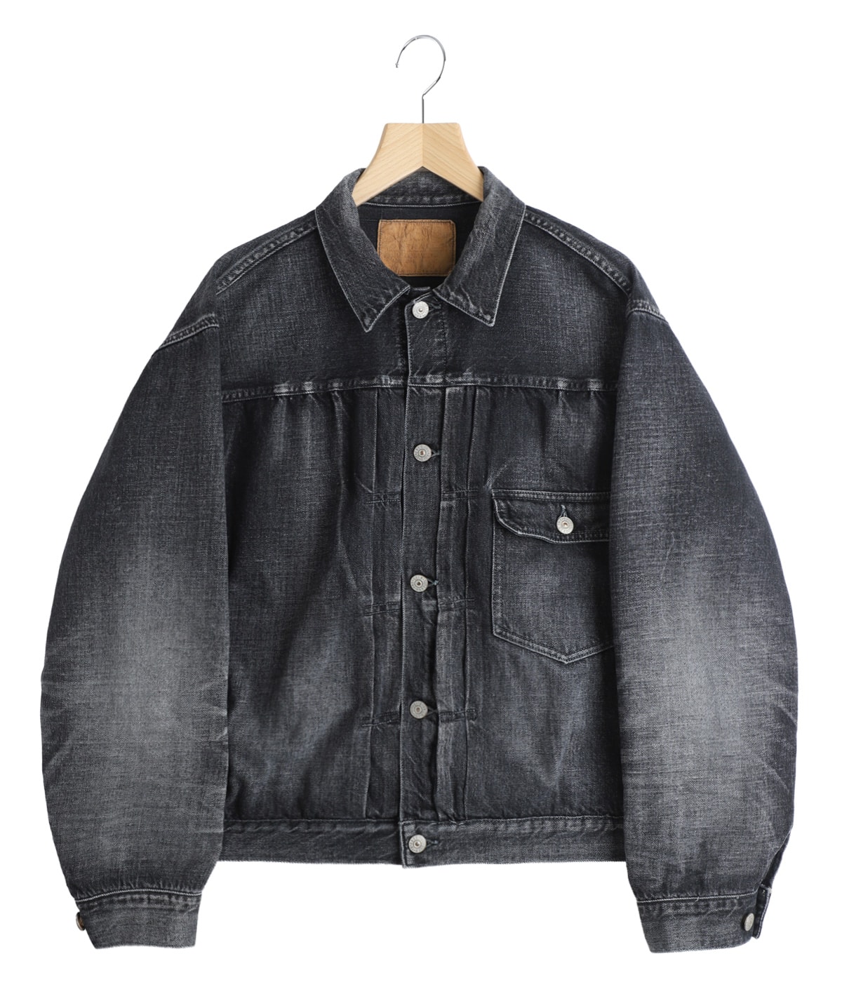 RECYCLED SUVIN COTTON YARN 11.5oz DENIM BLOUSE VINTAGE WASHED 