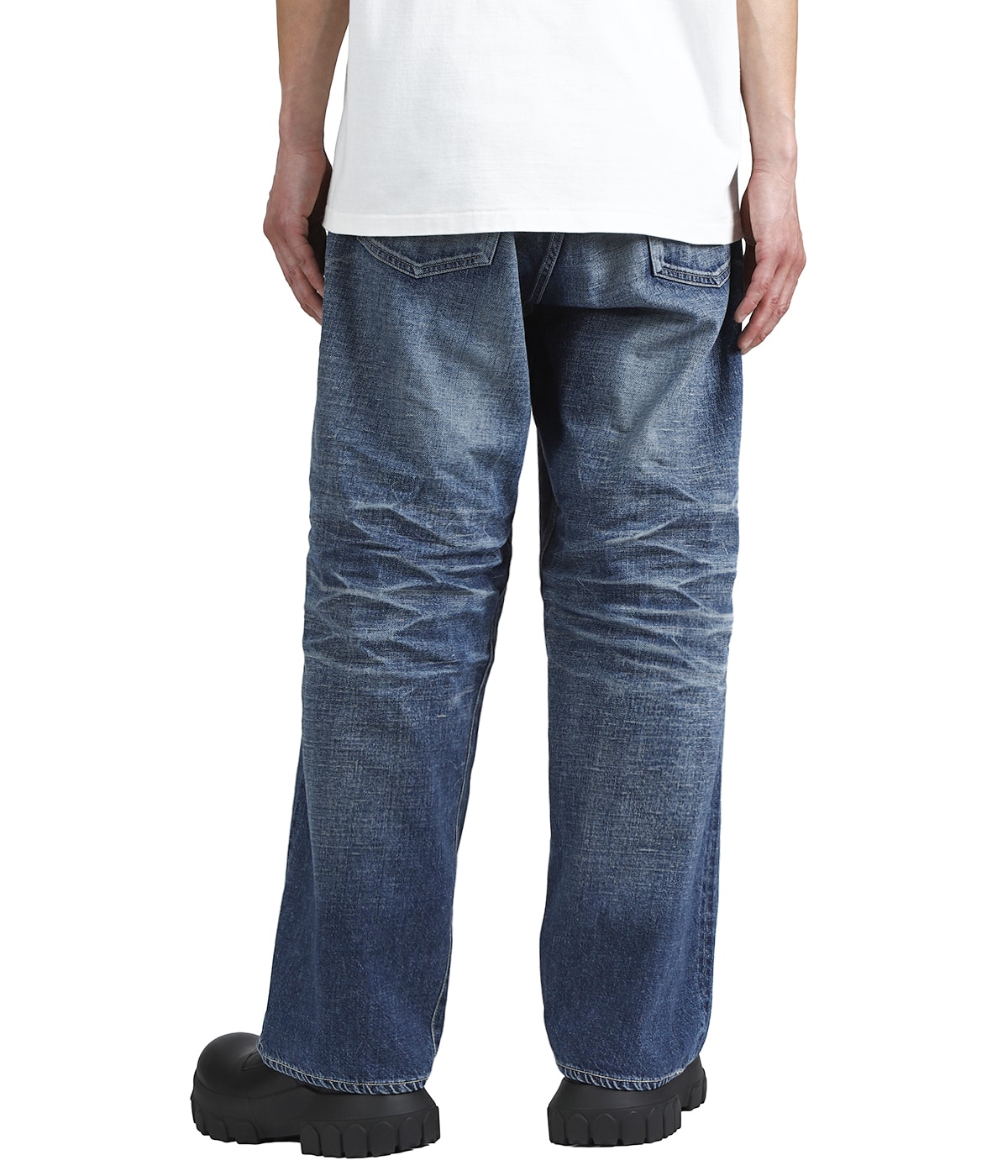 RECYCLED SUVIN COTTON YARN 11.5oz DENIM 5POCKET WIDE PANTS VINTAGE